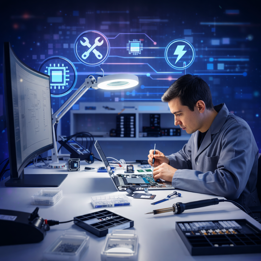 Técnico realizando manutenção